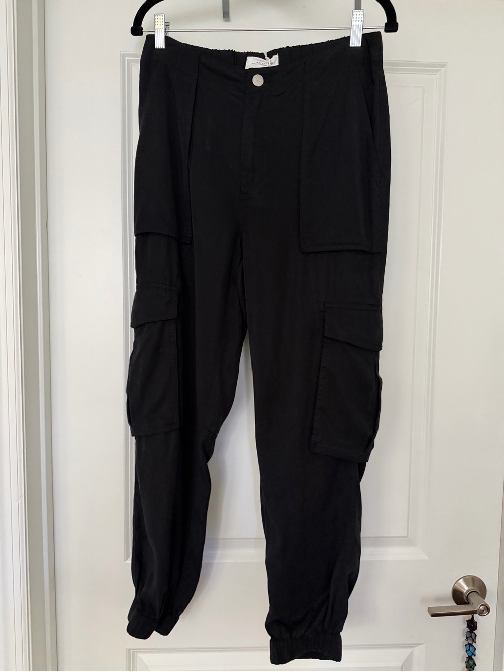 NWT Dear John Sandy Black Cargo Jogger Pants Size S Tencel